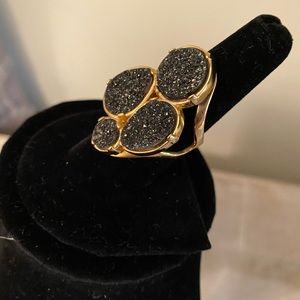 Designer Druzy 14k gold plated brass ring.